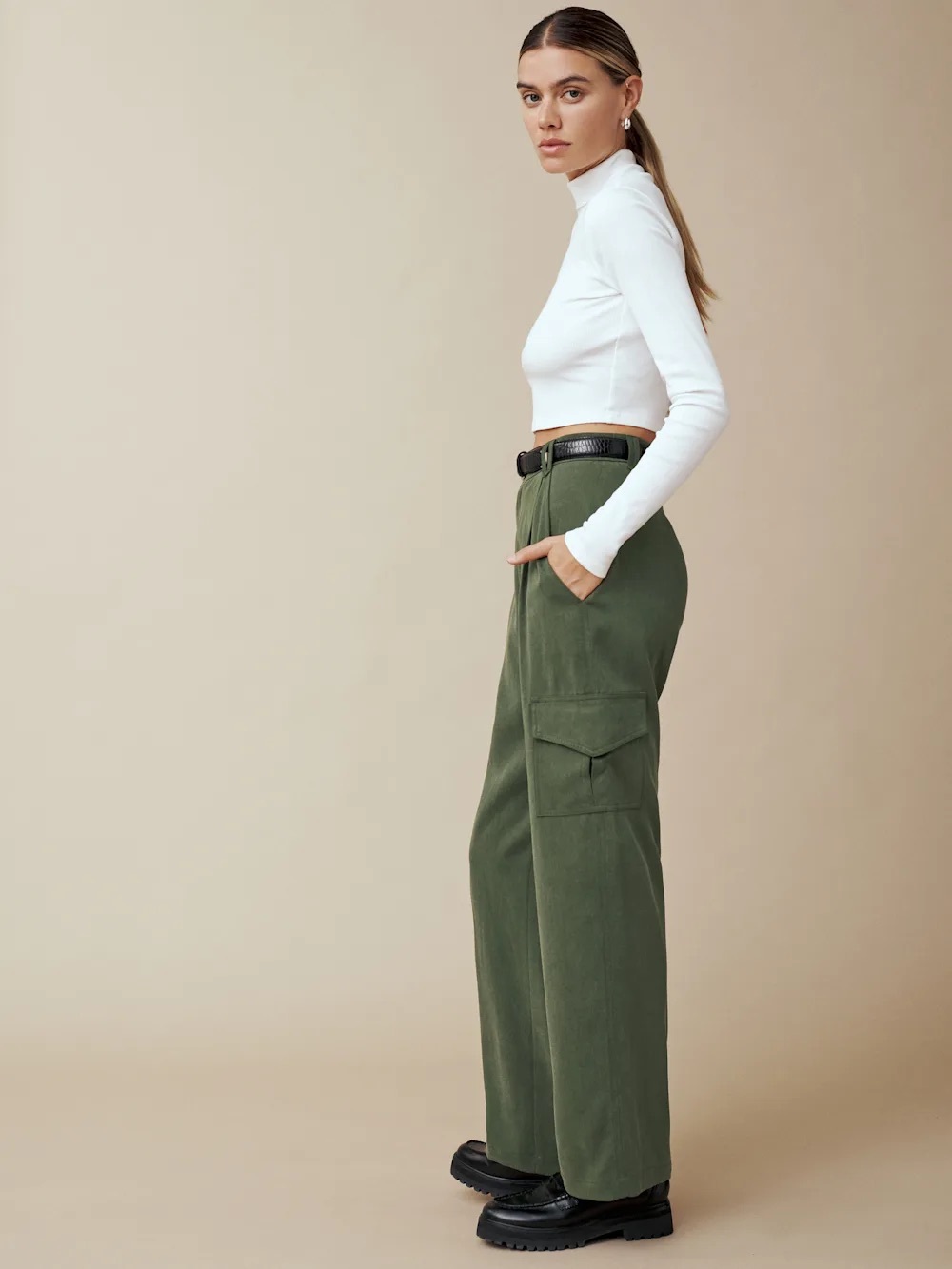 Reformation Jackson Straight-Leg Cargo Pant In Fern Size 8 - Picture 3 of 15